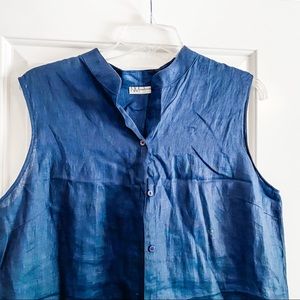 Neiman Marcus Linen Blue Tunic Top